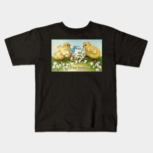 Vintage Easter Chicks with Flowers Kids T-Shirt